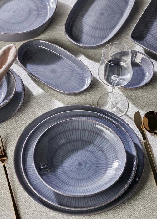 Hermia NON0005 Plato de Servicio 30x30x1 cm Cerámica Gris para Bodas, Fiestas y Uso Diario